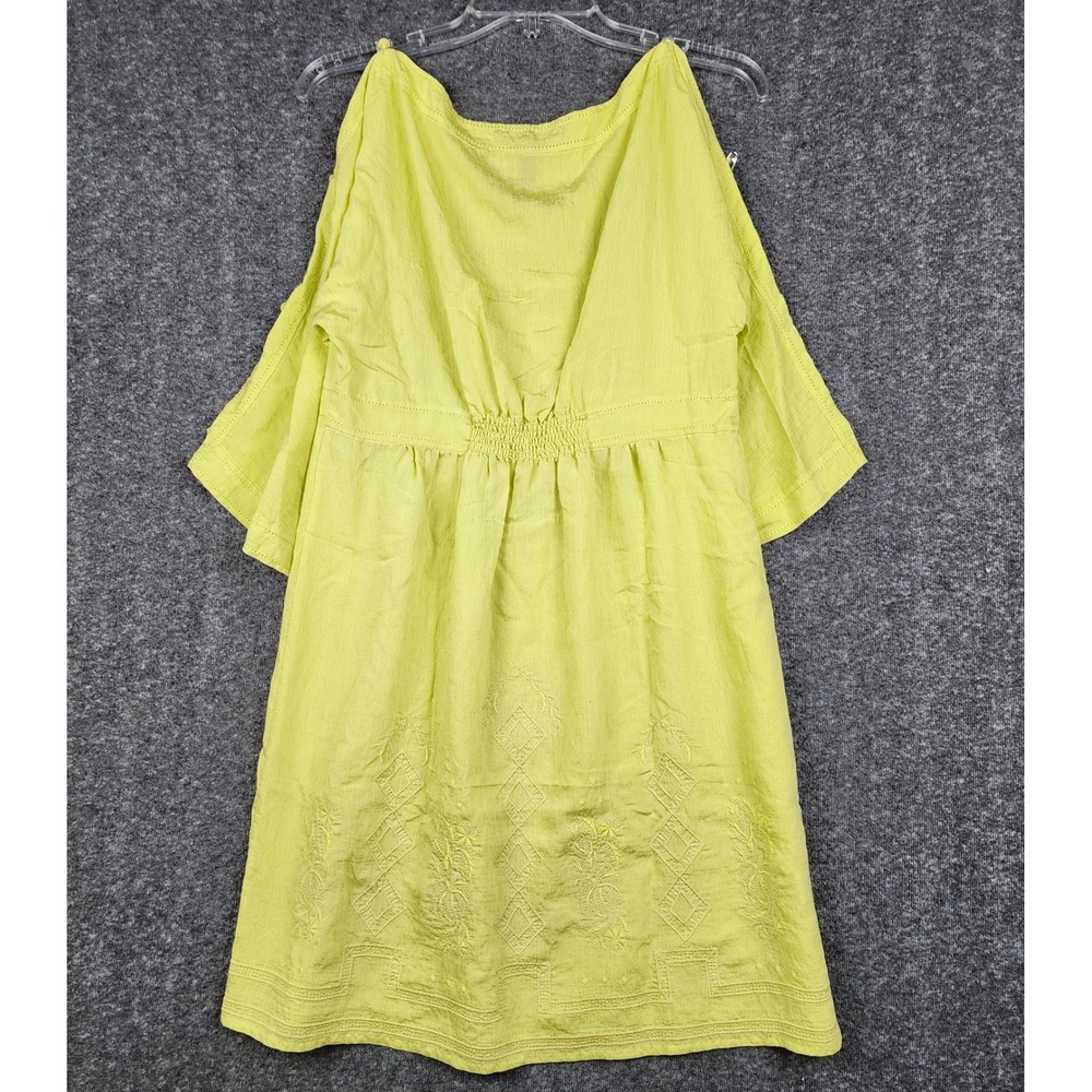 BCBG Max Azria‎ Tunic Dress Womens Small Green Embroidered Split Sleeve Boho